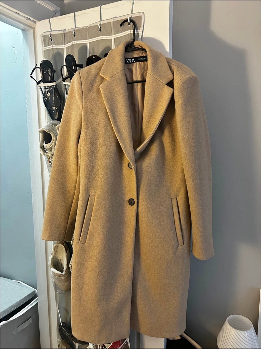 Zara Women's Beige Single-Breasted Coat